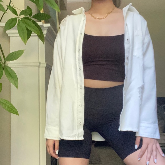 ONE WAY White Distressed Oversized Button Up Shirt - Picture 3 of 9